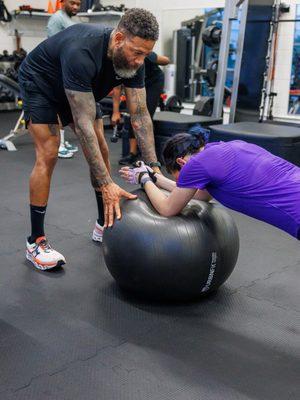 Swiss Ball Ab Rollout