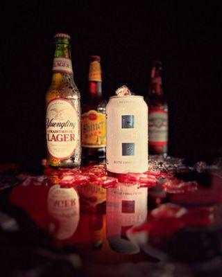 An example of the beer being sold in the location on our custom tables