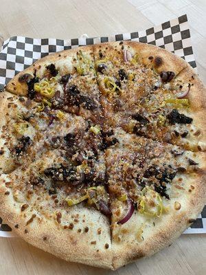 Greek Pizza with Vegan Cheese, add Za'atar