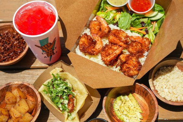 Coco Shrimp plate and Coco Taco