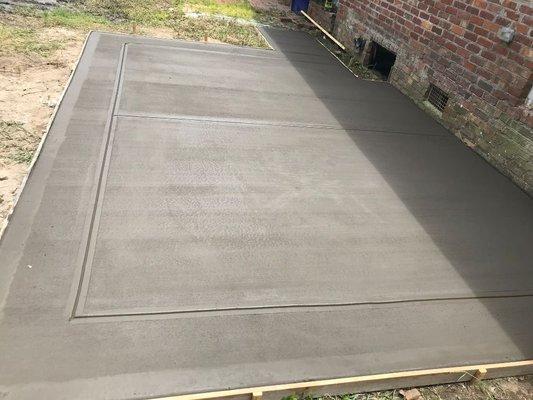 Decorative concrete patio finish.