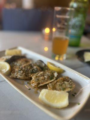 Broiled oysters.