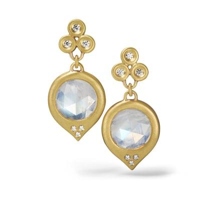 Antoinette-22K gold with faceted Rainbow Moonstone and exceptional quality diamonds. An Atelier Gigi exclusive!