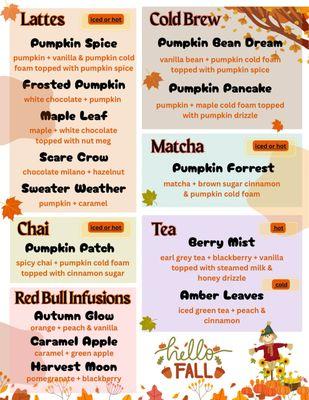 FALL MENU NOW OUT