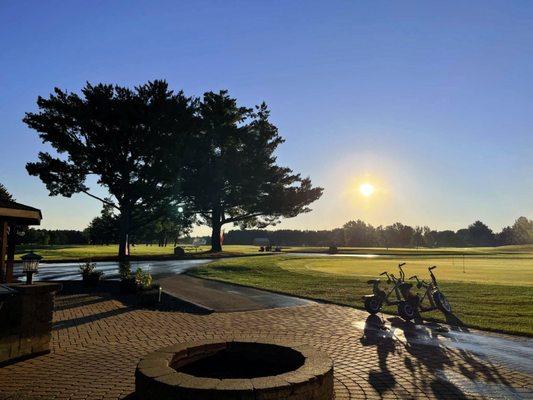 Golf course patio early morning