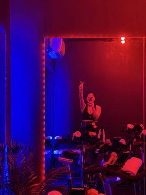 First Spin Class. Can use your regular shoes or rent ones from the studio