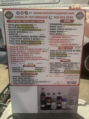 The menu