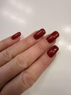 Acrylic fill with gel polish.