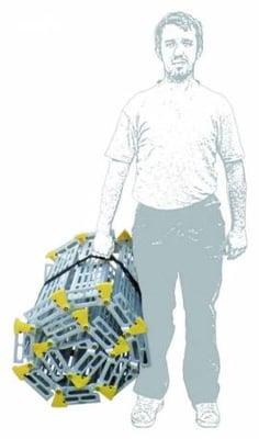 Roll-A-Ramp weighs 6-6 pounds per foot of ramp and can support up to 1000 pounds of weight.