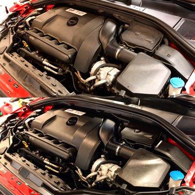 Engine steam clean and conditioning before and after. No harsh chemicals, because I don't want electrolysis to take place.