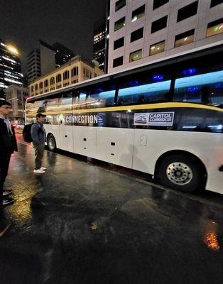 Amtrak Connector bus stop. Scheduled connector rides will arrive here (December 2025)