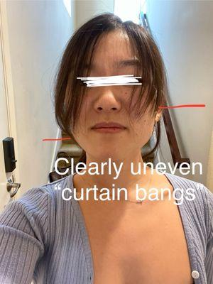 Uneven bangs that are definitely not curtain