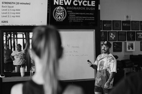 Our Owner & Head Coach walking through the workout of the day.