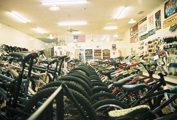 Inside Decker's Bicycle. Good high quality bike inventory for a bike shop in such a small town.