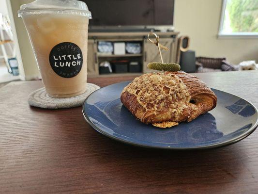 Venice fog and pastrami & cheese croissant