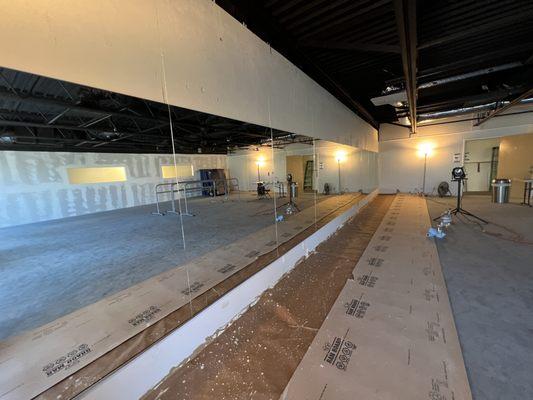 Dance studio full wall mirror