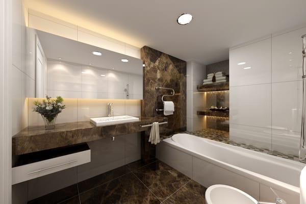 Special Modern Bathroom Design (Marble and Corian)