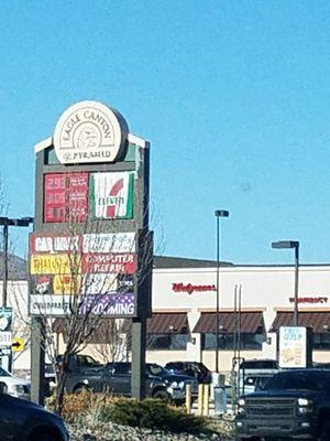 The sign for the Shopping Center