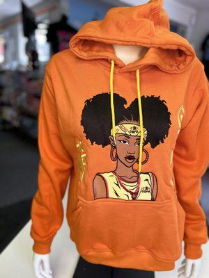 Afro Puffs orange hoodie