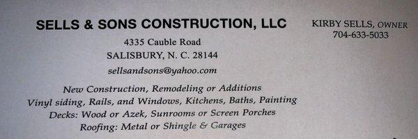 Sells & Sons Construction