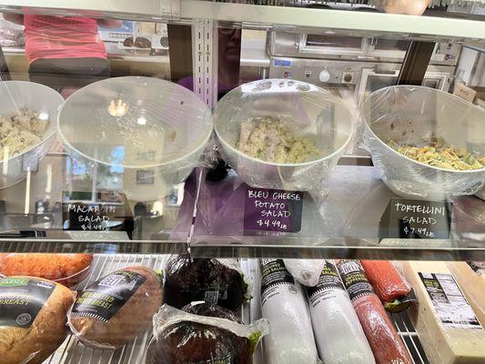 Lunch meats and blue cheese bacon potato salad