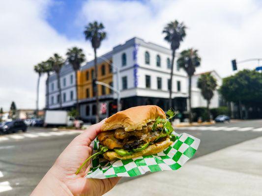 Our Smash Burger outside of Partake Collective Ghost Kitchen off 5th & Elm Street