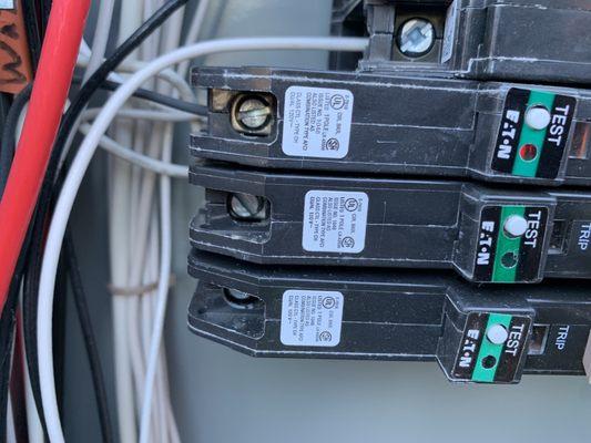 New breakers they installed and charged us wired to nothing