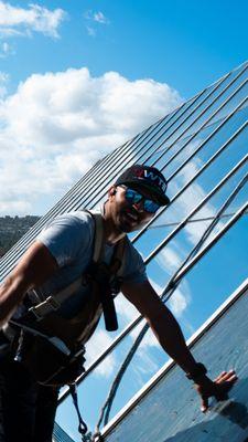 Meet Christian, one of our installers working on shopping mall skylights