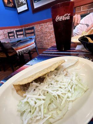 Lunch Taco and "plentiful" soft drink cup