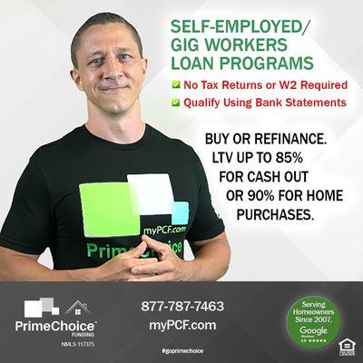 Self-employed mortgage solutions | No W-2, No problem!
Visit us at myPCF.com to get started.