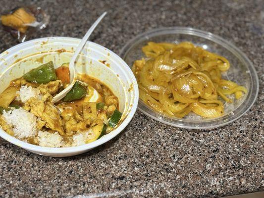 This is Curry Chicken...sooo good! Just ask for light onion! This pic was halfway. lol.