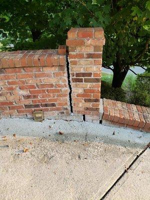 before repair brick column
