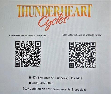 QR CODES FOR OUR FACEBOOK PAGE AND GOOGLE BUSINESS PROFILE