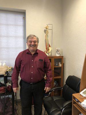 Dr. Sanchez in his office. The office is in a good location. It's off of 10 Mile.