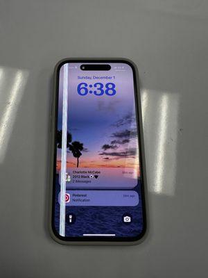 White line down the screen after only 18 days of use. Garbage.