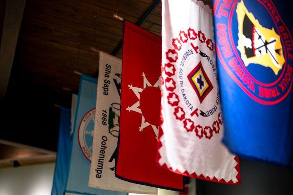 Honoring Tribal Nations: Flags displayed at the Akta Lakota Museum