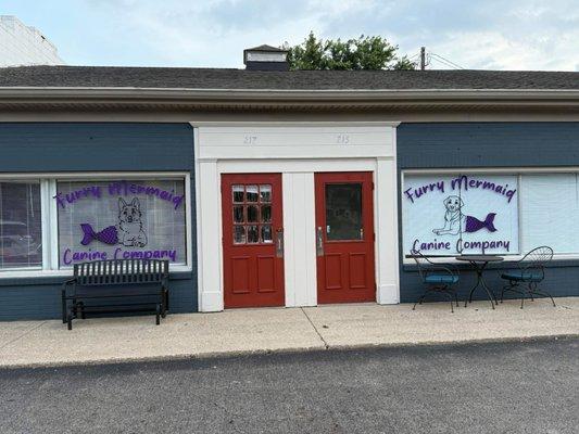 The front of the building