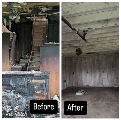 Fire damage, contents clean-up, & property restoration.