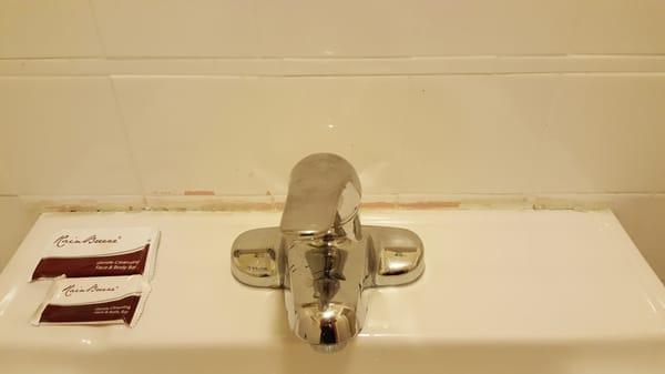 Faucet in bathroom, Ebb Tide Lodge, January 2016