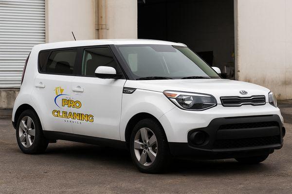 Pro Cleaning Arriving at Your Office