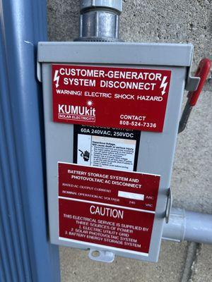 Customer-Generatir System Disconnect