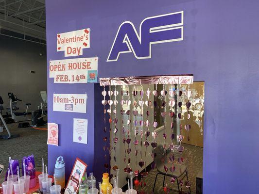 Entryway to the gym on Valentine's Day.