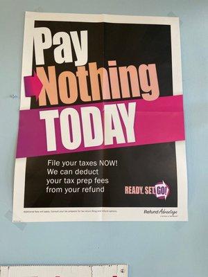 Great! Don't have the $ to pay tax preparer, they have options!!