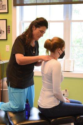 Prep for adjustments by Jacquie.