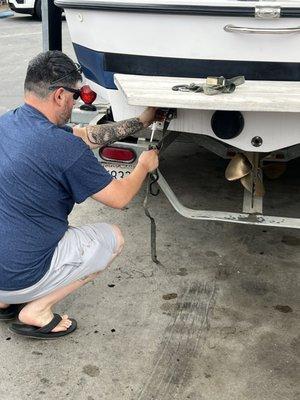 Boat not even strapped to trailer when we picked up