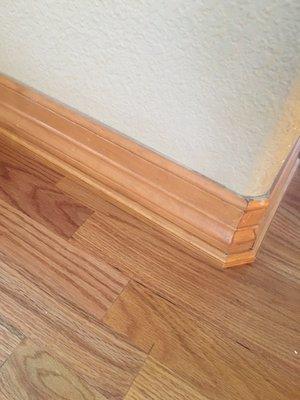 Trent suggested not taking baseboards down, just added new trim piece when finished