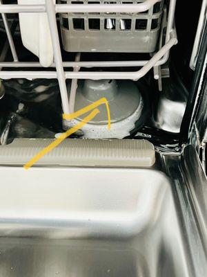 Dishwasher float was previously stuck in up position. Technician made on spot adjustment and dishwasher works great!