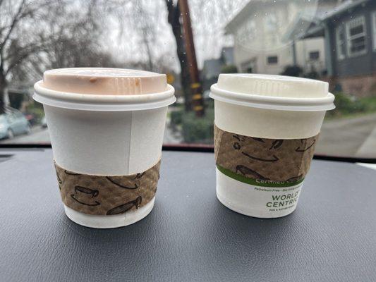 Cafe au lait and chocolate chai