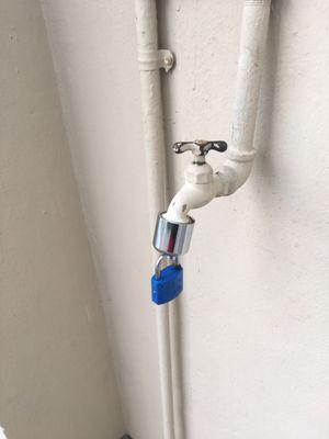 Another scare tactic provided by clear sky they locked the common water faucet which is illegal