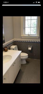 Before picture - old 1980's bathroom tile